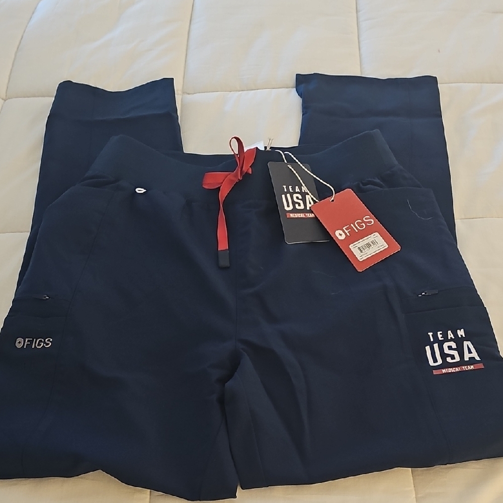 Figs Blue Cargo Pants with Straight Leg Design